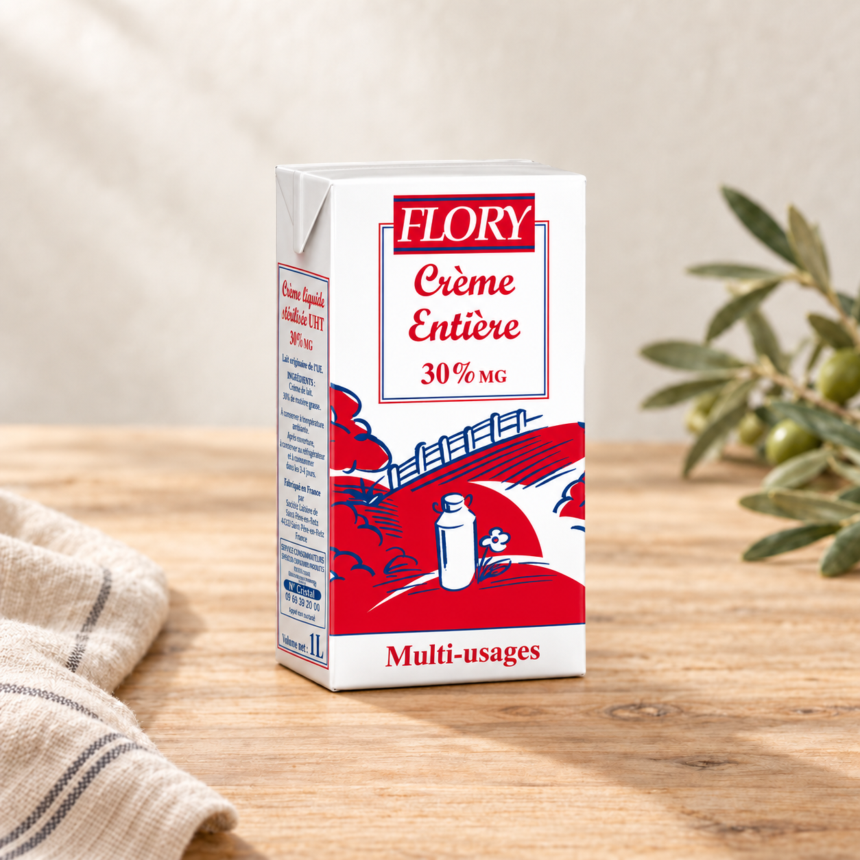 Crème liquide stérilisée U.H.T. multi-usages FLORY 1L